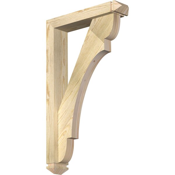 Ekena Millwork Olympic Arts and Crafts Rough Sawn Bracket w/ Offset Brace, Douglas Fir, 4"W x 18"D x 30"H BKT0402X18X30OLY03RDF - main